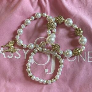 Sassy Jones Pearl and Gold Beaded Bracelets